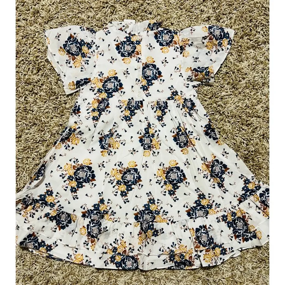 NWT❤️Janie and Jack  FLORAL SMOCKED FLUTTER SLEEVE DRESS sz7